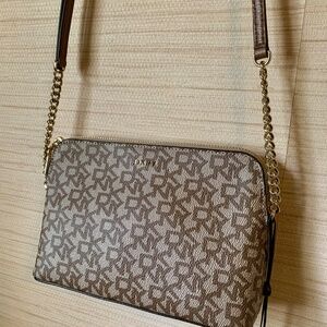 NWT  DKNY Crossbody Bag Tan Brown Purse Leather Strap Donna Karan